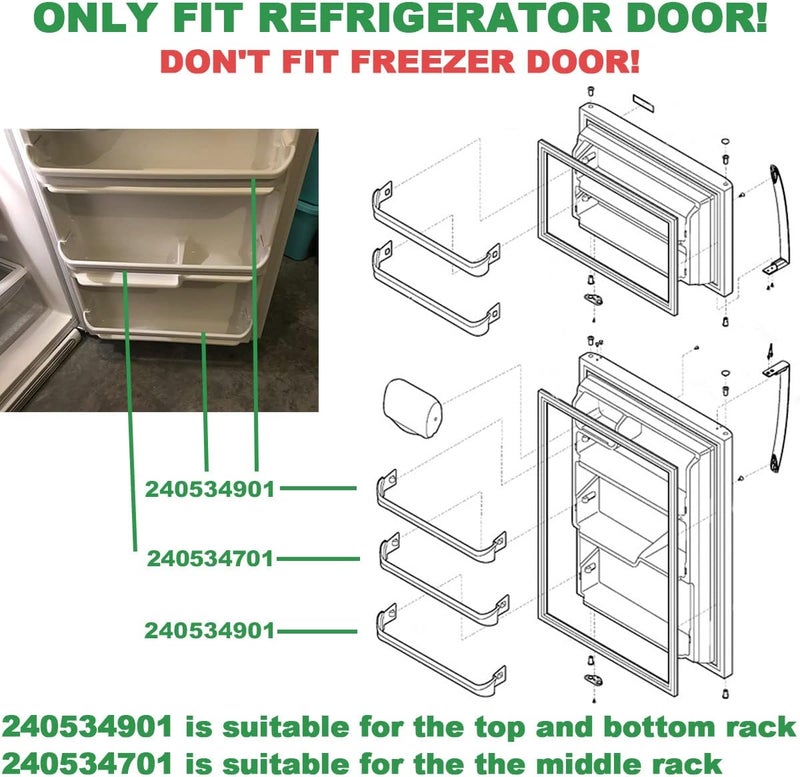 Feikeer 240534901 x2 & 240534701 x1 Refrigerator Door shelf retainer bar Compatible with frigidaire kenmore Rack Bar Rail, Replace PS734936 AP3214631 948952 AP3214630 PS734935 948954 AH734935 EA734935 - Image 2